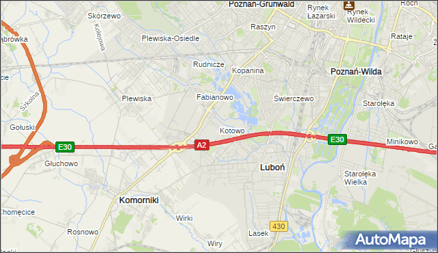 mapa Kotowo gmina Poznań, Kotowo gmina Poznań na mapie Targeo