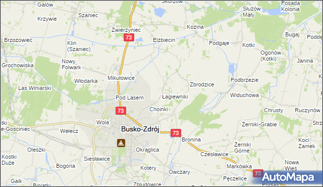 mapa Łagiewniki gmina Busko-Zdrój, Łagiewniki gmina Busko-Zdrój na mapie Targeo
