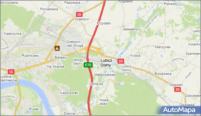 mapa Lubicz Dolny, Lubicz Dolny na mapie Targeo