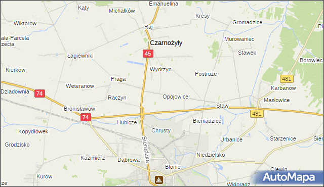 mapa Opojowice, Opojowice na mapie Targeo