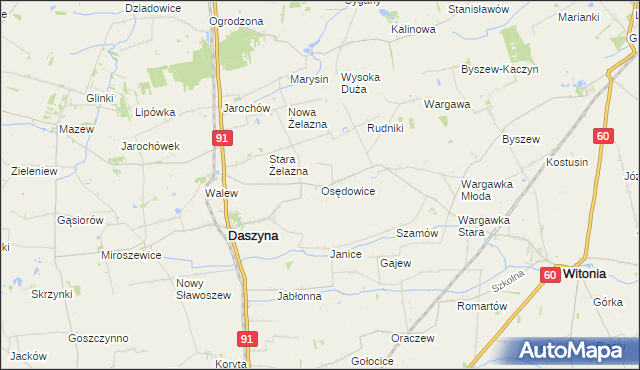 mapa Osędowice, Osędowice na mapie Targeo
