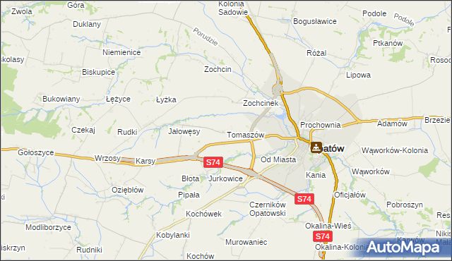 mapa Tomaszów gmina Opatów, Tomaszów gmina Opatów na mapie Targeo