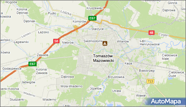 mapa Tomaszów Mazowiecki, Tomaszów Mazowiecki na mapie Targeo