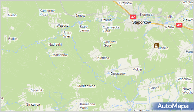 mapa Błotnica gmina Stąporków, Błotnica gmina Stąporków na mapie Targeo