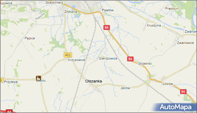 mapa Gierszowice, Gierszowice na mapie Targeo