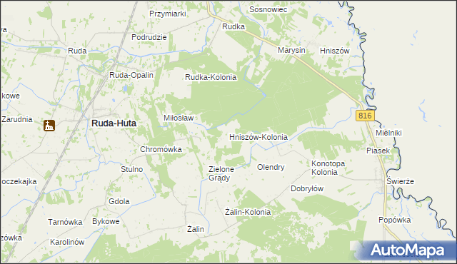 mapa Hniszów-Kolonia, Hniszów-Kolonia na mapie Targeo