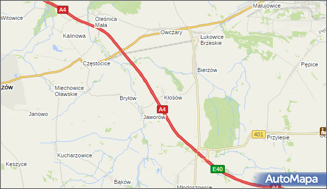 mapa Kłosów gmina Wiązów, Kłosów gmina Wiązów na mapie Targeo