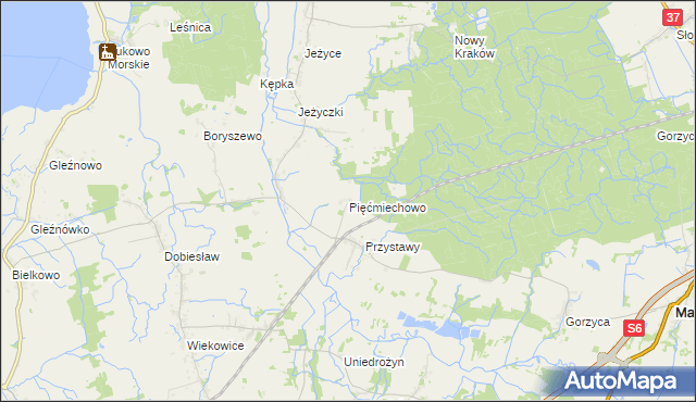 mapa Pięćmiechowo, Pięćmiechowo na mapie Targeo