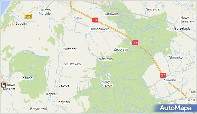 mapa Różkowo, Różkowo na mapie Targeo