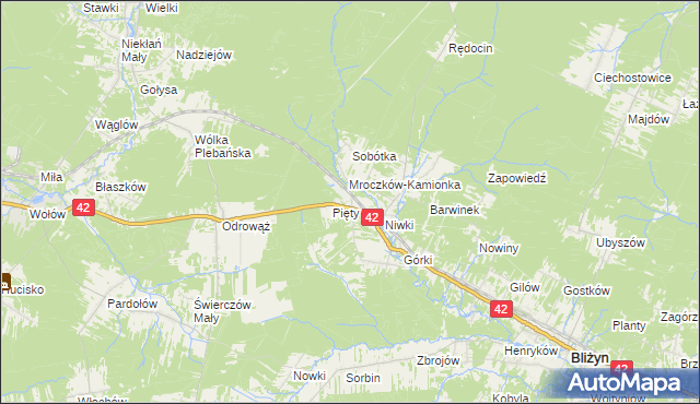 mapa Sołtyków gmina Bliżyn, Sołtyków gmina Bliżyn na mapie Targeo