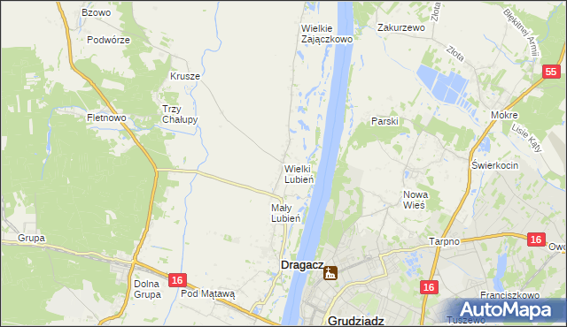 mapa Wielki Lubień, Wielki Lubień na mapie Targeo