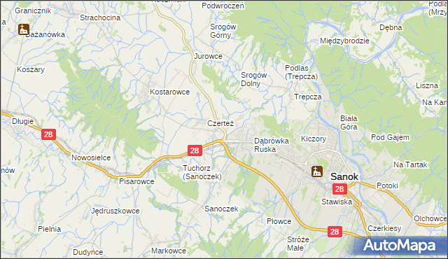 mapa Zabłotce gmina Sanok, Zabłotce gmina Sanok na mapie Targeo