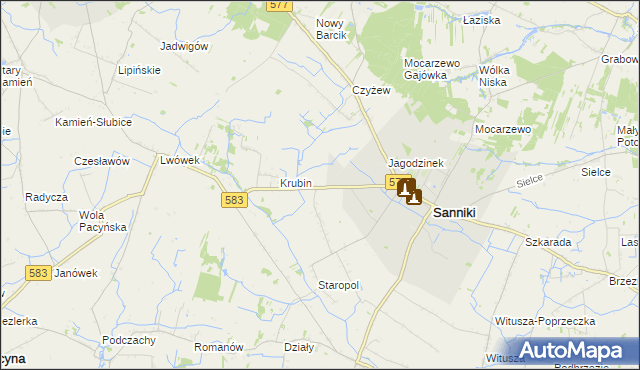 mapa Aleksandrów gmina Sanniki, Aleksandrów gmina Sanniki na mapie Targeo