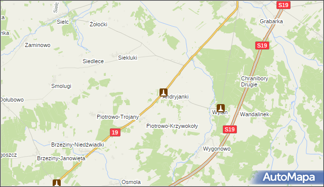 mapa Andryjanki, Andryjanki na mapie Targeo