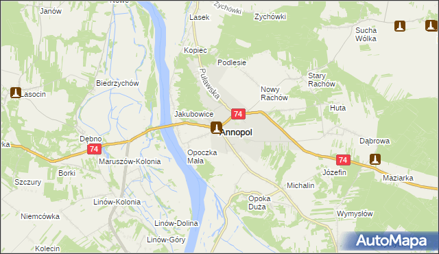 mapa Annopol powiat kraśnicki, Annopol powiat kraśnicki na mapie Targeo