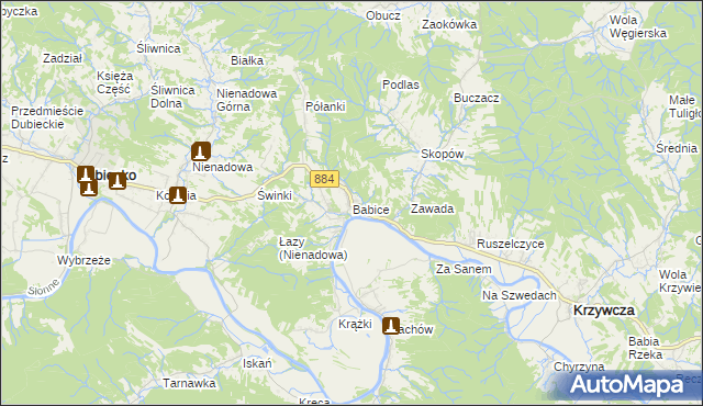 mapa Babice gmina Krzywcza, Babice gmina Krzywcza na mapie Targeo