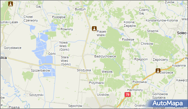 mapa Badrzychowice, Badrzychowice na mapie Targeo