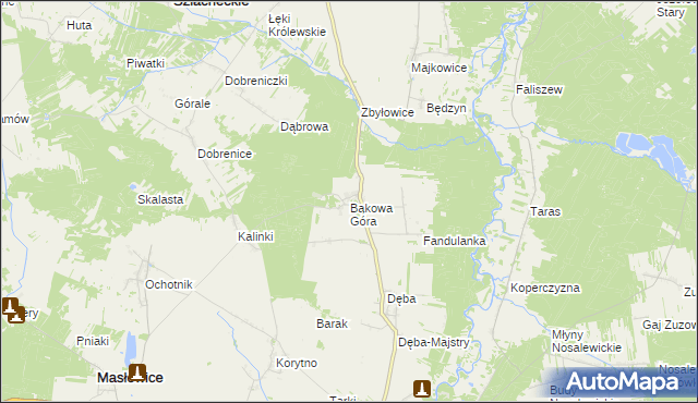 mapa Bąkowa Góra, Bąkowa Góra na mapie Targeo