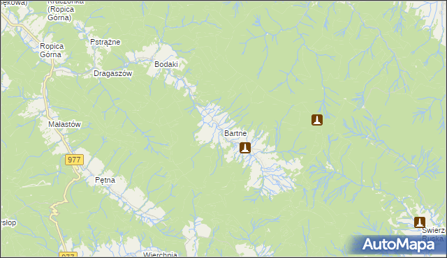 mapa Bartne, Bartne na mapie Targeo