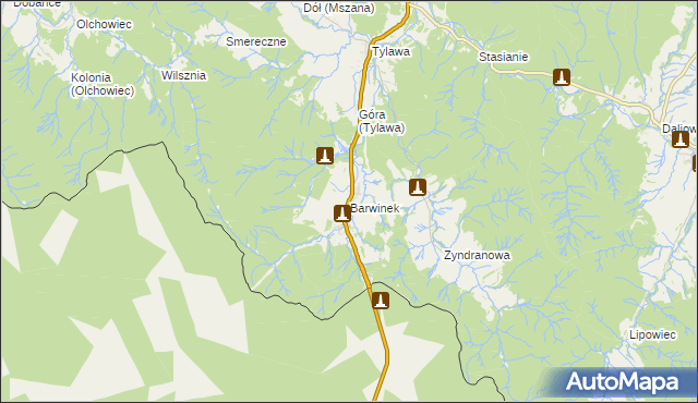 mapa Barwinek gmina Dukla, Barwinek gmina Dukla na mapie Targeo