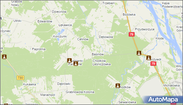 mapa Basinów gmina Magnuszew, Basinów gmina Magnuszew na mapie Targeo