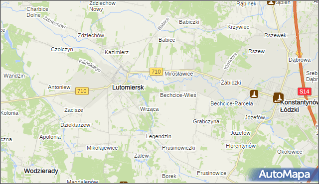 mapa Bechcice-Wieś, Bechcice-Wieś na mapie Targeo