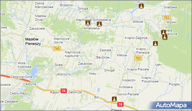 mapa Bęczków, Bęczków na mapie Targeo