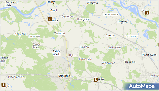 mapa Białków gmina Miękinia, Białków gmina Miękinia na mapie Targeo