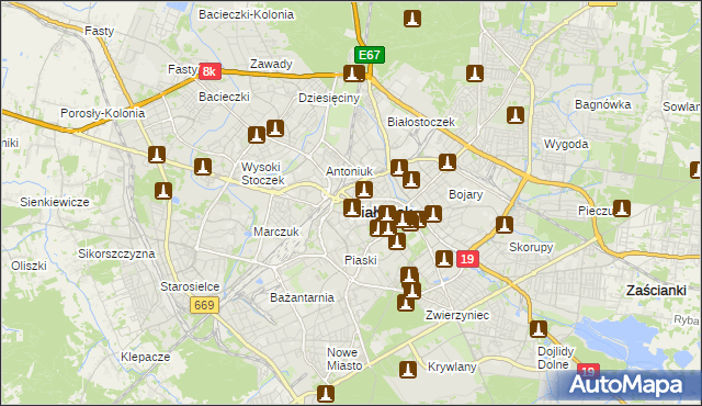 mapa Białegostoku, Białystok na mapie Targeo
