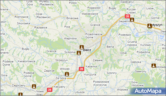 mapa Biecz powiat gorlicki, Biecz powiat gorlicki na mapie Targeo
