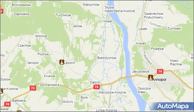 mapa Biedrzychów gmina Ożarów, Biedrzychów gmina Ożarów na mapie Targeo