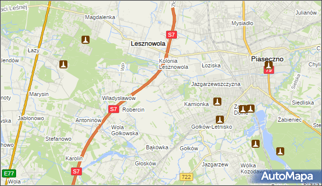 mapa Bobrowiec gmina Piaseczno, Bobrowiec gmina Piaseczno na mapie Targeo