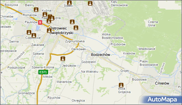 mapa Bodzechów, Bodzechów na mapie Targeo