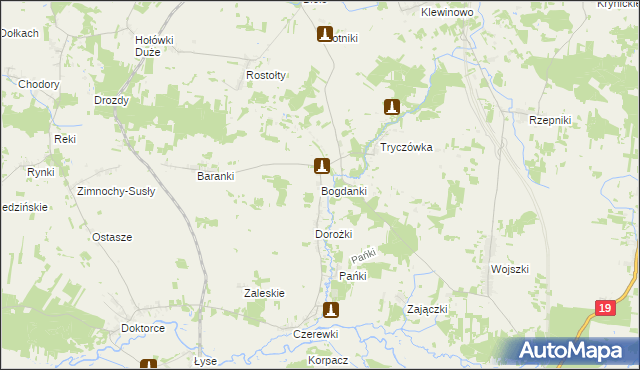 mapa Bogdanki gmina Juchnowiec Kościelny, Bogdanki gmina Juchnowiec Kościelny na mapie Targeo
