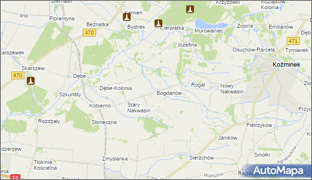 mapa Bogdanów gmina Koźminek, Bogdanów gmina Koźminek na mapie Targeo