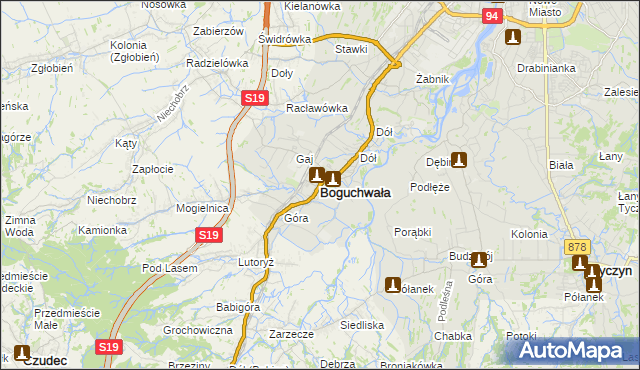 mapa Boguchwała powiat rzeszowski, Boguchwała powiat rzeszowski na mapie Targeo