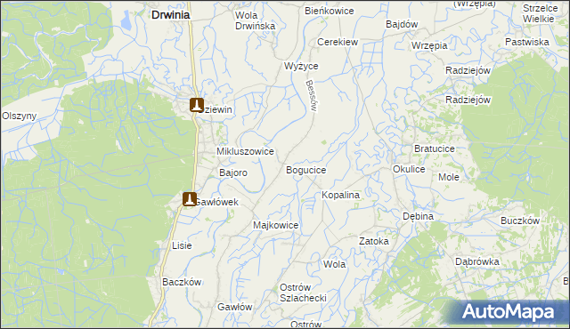 mapa Bogucice gmina Bochnia, Bogucice gmina Bochnia na mapie Targeo