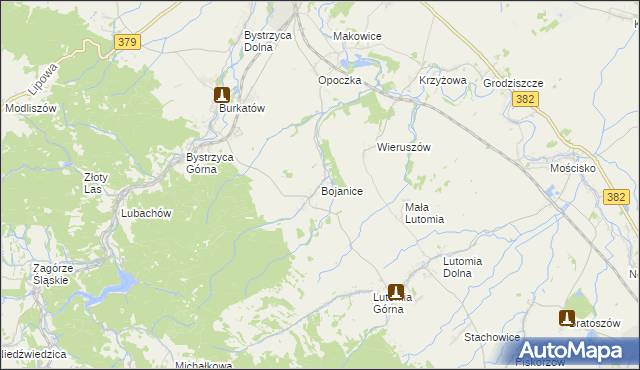 mapa Bojanice gmina Świdnica, Bojanice gmina Świdnica na mapie Targeo