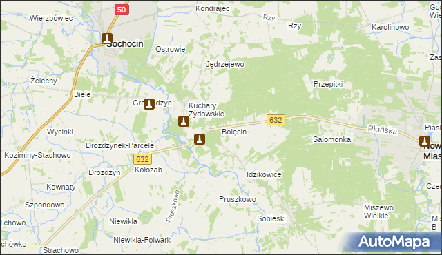 mapa Bolęcin gmina Sochocin, Bolęcin gmina Sochocin na mapie Targeo