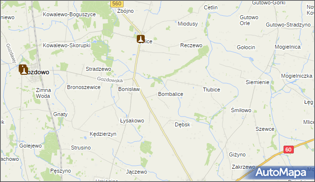 mapa Bombalice, Bombalice na mapie Targeo