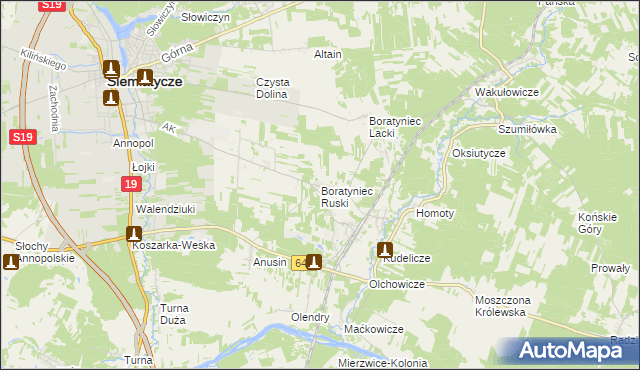 mapa Boratyniec Ruski, Boratyniec Ruski na mapie Targeo