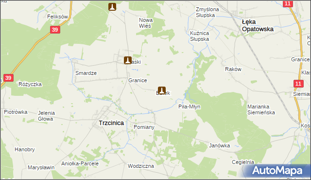 mapa Borek gmina Trzcinica, Borek gmina Trzcinica na mapie Targeo