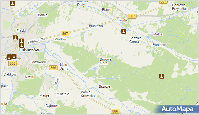 mapa Borowa Góra gmina Lubaczów, Borowa Góra gmina Lubaczów na mapie Targeo