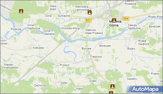 mapa Borowe gmina Małkinia Górna, Borowe gmina Małkinia Górna na mapie Targeo
