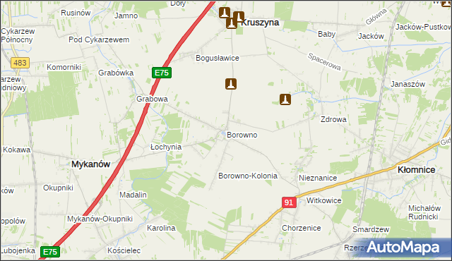 mapa Borowno, Borowno na mapie Targeo