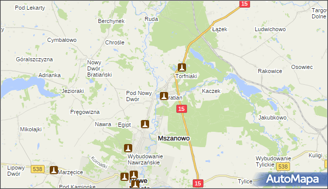 mapa Bratian, Bratian na mapie Targeo