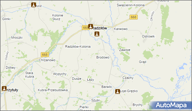 mapa Brodowo gmina Radziłów, Brodowo gmina Radziłów na mapie Targeo