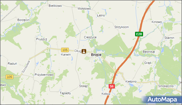 mapa Brojce, Brojce na mapie Targeo