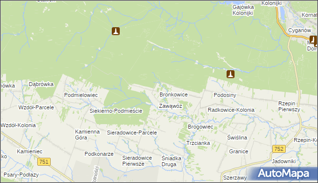 mapa Bronkowice, Bronkowice na mapie Targeo