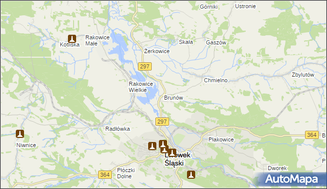 mapa Brunów gmina Lwówek Śląski, Brunów gmina Lwówek Śląski na mapie Targeo